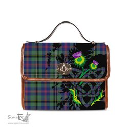 ScotsTee Shop Scottish Wood Modern Clan Tartan Canvas Bag Celtic Knot and Thistle with Scotland Map Bag