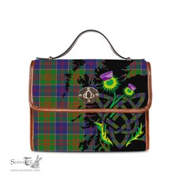 ScotsTee Shop Scottish Stewart of Appin Hunting Modern Clan Tartan Canvas Bag Celtic Knot and Thistle with Scotland Map Bag