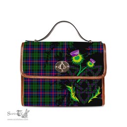 ScotsTee Shop Scottish Morrison Modern Clan Tartan Canvas Bag Celtic Knot and Thistle with Scotland Map Bag