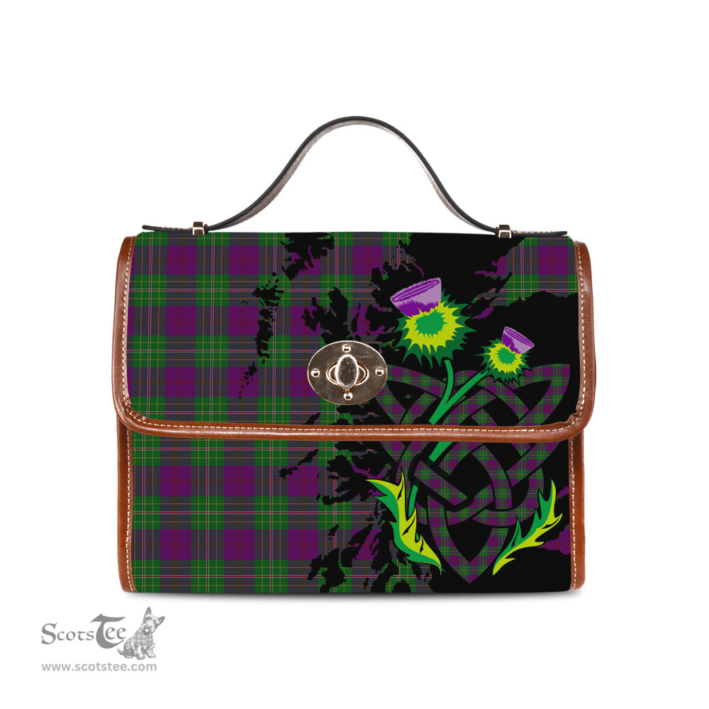 ScotsTee Shop Scottish Singh Clan Tartan Canvas Bag Celtic Knot and Thistle with Scotland Map Bag