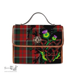 ScotsTee Shop Scottish Montrose Clan Tartan Canvas Bag Celtic Knot and Thistle with Scotland Map Bag