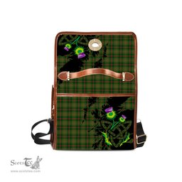 ScotsTee Shop Scottish Symington Clan Tartan Canvas Bag Celtic Knot and Thistle with Scotland Map Bag