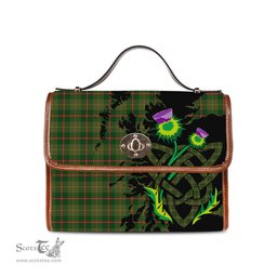 ScotsTee Shop Scottish Symington Clan Tartan Canvas Bag Celtic Knot and Thistle with Scotland Map Bag