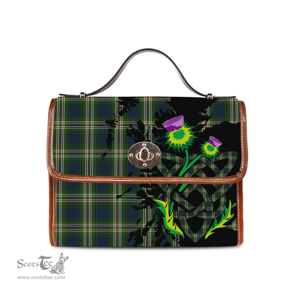 ScotsTee Shop Scottish Todd Clan Tartan Canvas Bag Celtic Knot and Thistle with Scotland Map Bag