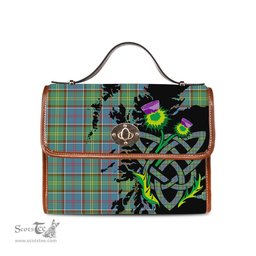 ScotsTee Shop Scottish Whitelaw Clan Tartan Canvas Bag Celtic Knot and Thistle with Scotland Map Bag