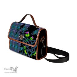 ScotsTee Shop Scottish Sandilands Clan Tartan Canvas Bag Celtic Knot and Thistle with Scotland Map Bag