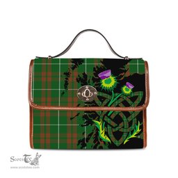 ScotsTee Shop Scottish O'Neill Australia Clan Tartan Canvas Bag Celtic Knot and Thistle with Scotland Map Bag
