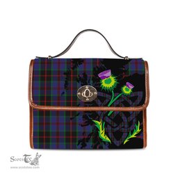 ScotsTee Shop Scottish Sandberg Clan Tartan Canvas Bag Celtic Knot and Thistle with Scotland Map Bag