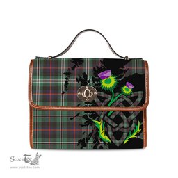 ScotsTee Shop Scottish Rollo Hunting Clan Tartan Canvas Bag Celtic Knot and Thistle with Scotland Map Bag