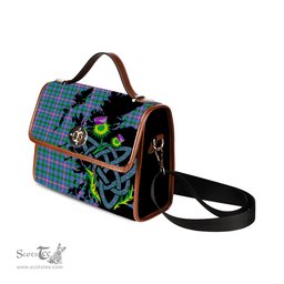 ScotsTee Shop Scottish Pitcairn Hunting Clan Tartan Canvas Bag Celtic Knot and Thistle with Scotland Map Bag