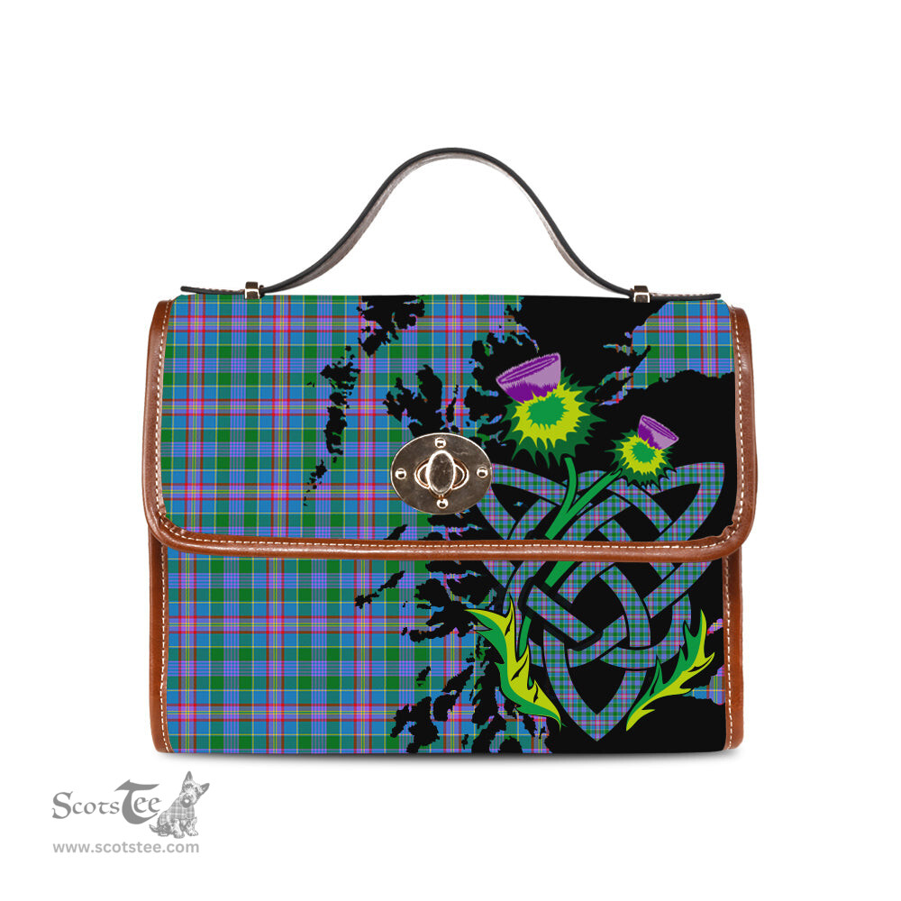 ScotsTee Shop Scottish Pitcairn Hunting Clan Tartan Canvas Bag Celtic Knot and Thistle with Scotland Map Bag