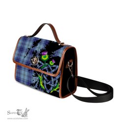 ScotsTee Shop Scottish Traynor Clan Tartan Canvas Bag Celtic Knot and Thistle with Scotland Map Bag