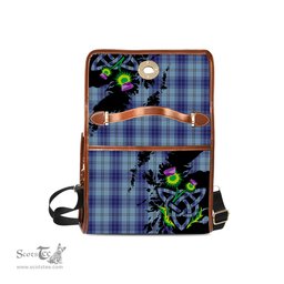 ScotsTee Shop Scottish Traynor Clan Tartan Canvas Bag Celtic Knot and Thistle with Scotland Map Bag