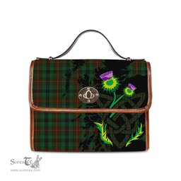 ScotsTee Shop Scottish Tennant Clan Tartan Canvas Bag Celtic Knot and Thistle with Scotland Map Bag