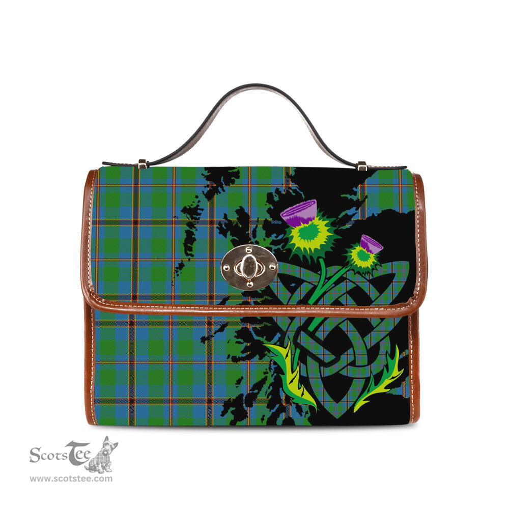 ScotsTee Shop Scottish Snodgrass Clan Tartan Canvas Bag Celtic Knot and Thistle with Scotland Map Bag