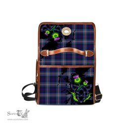 ScotsTee Shop Scottish Nevoy Clan Tartan Canvas Bag Celtic Knot and Thistle with Scotland Map Bag