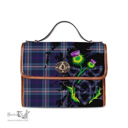 ScotsTee Shop Scottish Nevoy Clan Tartan Canvas Bag Celtic Knot and Thistle with Scotland Map Bag