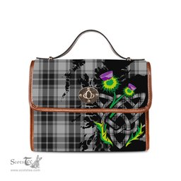 ScotsTee Shop Scottish O'Sullivan Beare Clan Tartan Canvas Bag Celtic Knot and Thistle with Scotland Map Bag