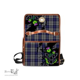 ScotsTee Shop Scottish Napier Clan Tartan Canvas Bag Celtic Knot and Thistle with Scotland Map Bag