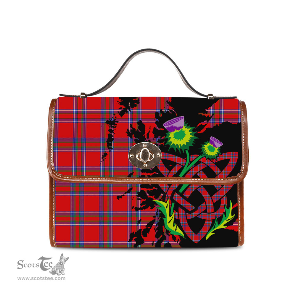 ScotsTee Shop Scottish Rait Clan Tartan Canvas Bag Celtic Knot and Thistle with Scotland Map Bag