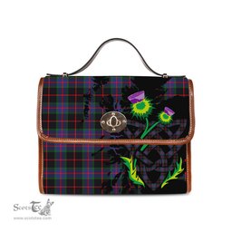 ScotsTee Shop Scottish Nairn Clan Tartan Canvas Bag Celtic Knot and Thistle with Scotland Map Bag