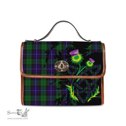 ScotsTee Shop Scottish Mitchell Clan Tartan Canvas Bag Celtic Knot and Thistle with Scotland Map Bag