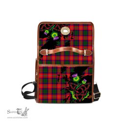 ScotsTee Shop Scottish Wauchope Clan Tartan Canvas Bag Celtic Knot and Thistle with Scotland Map Bag