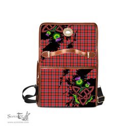 ScotsTee Shop Scottish Sinclair Modern Clan Tartan Canvas Bag Celtic Knot and Thistle with Scotland Map Bag