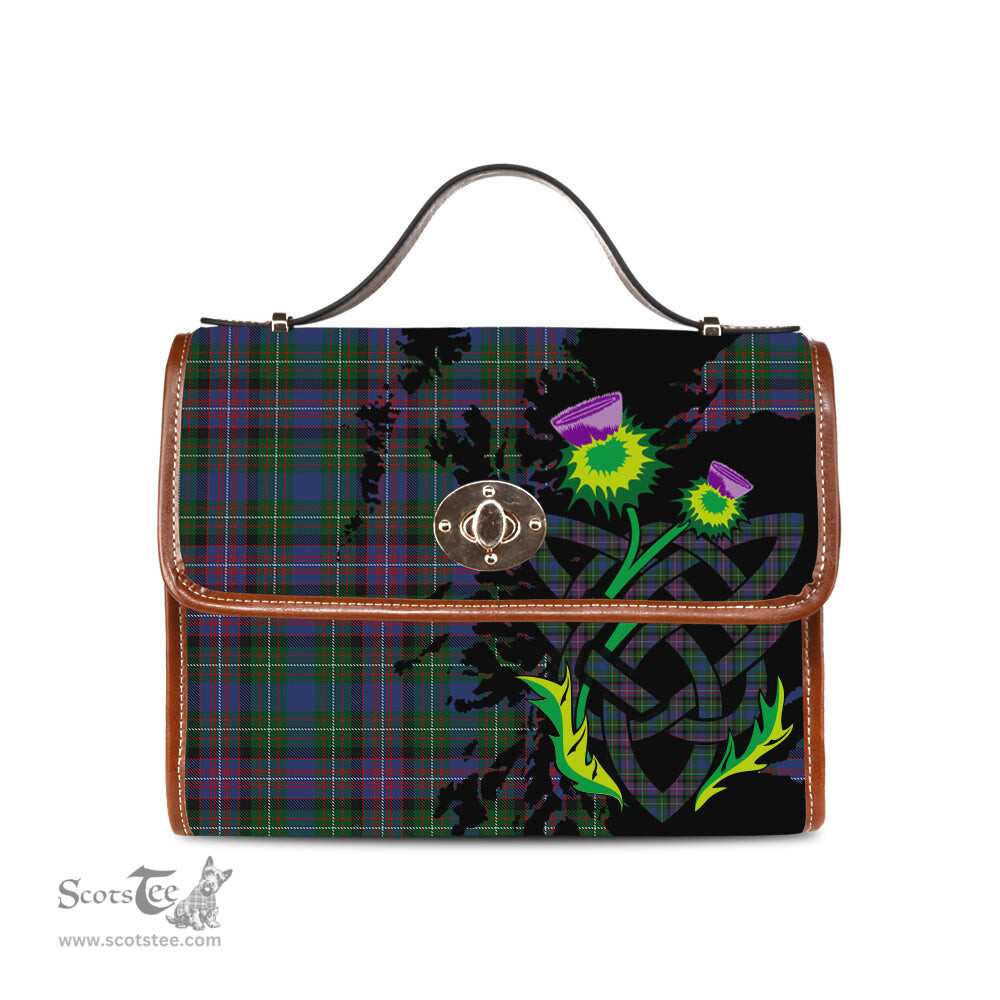 ScotsTee Shop Scottish Rankin Clan Tartan Canvas Bag Celtic Knot and Thistle with Scotland Map Bag