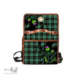 ScotsTee Shop Scottish Wallace Hunting Ancient Clan Tartan Canvas Bag Celtic Knot and Thistle with Scotland Map Bag