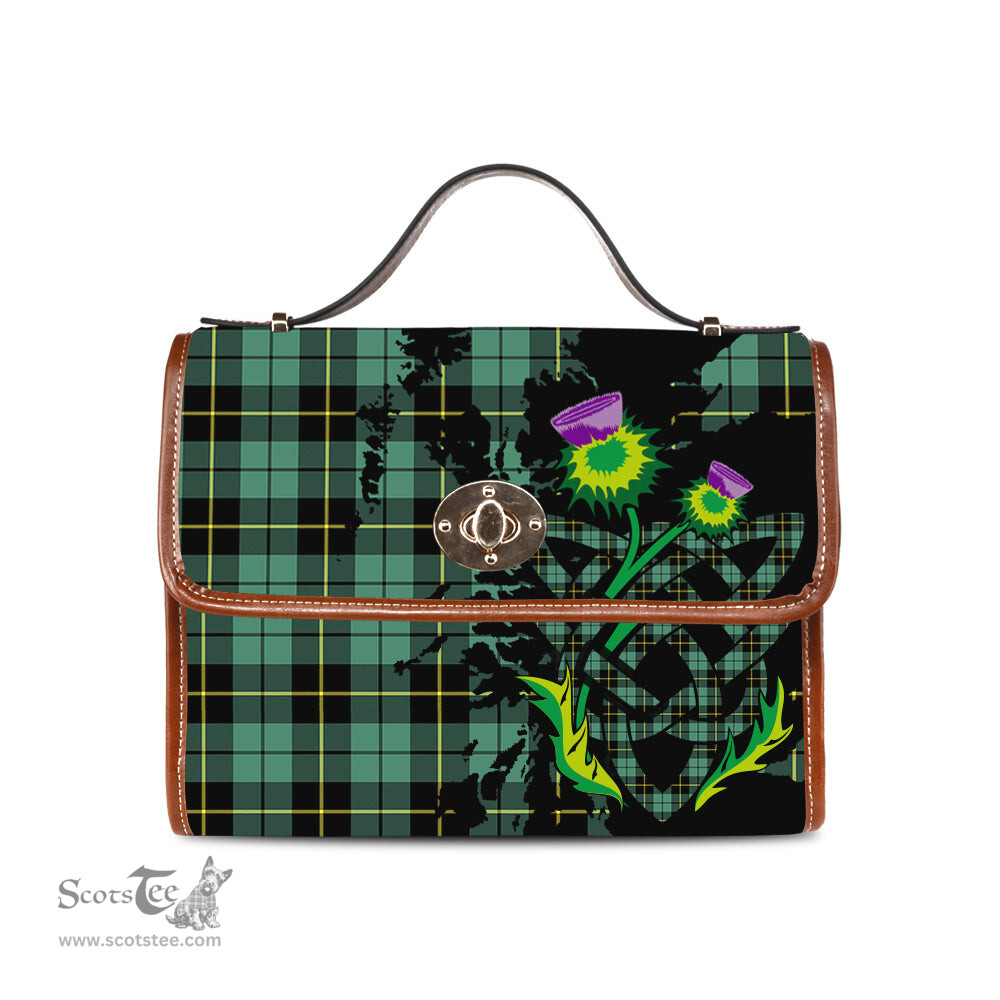 ScotsTee Shop Scottish Wallace Hunting Ancient Clan Tartan Canvas Bag Celtic Knot and Thistle with Scotland Map Bag