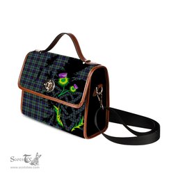 ScotsTee Shop Scottish Stephenson Clan Tartan Canvas Bag Celtic Knot and Thistle with Scotland Map Bag