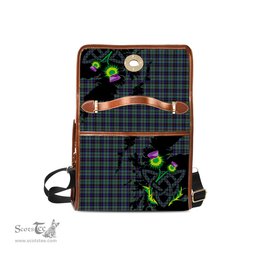 ScotsTee Shop Scottish Stephenson Clan Tartan Canvas Bag Celtic Knot and Thistle with Scotland Map Bag