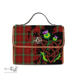 ScotsTee Shop Scottish Morrison Clan Tartan Canvas Bag Celtic Knot and Thistle with Scotland Map Bag