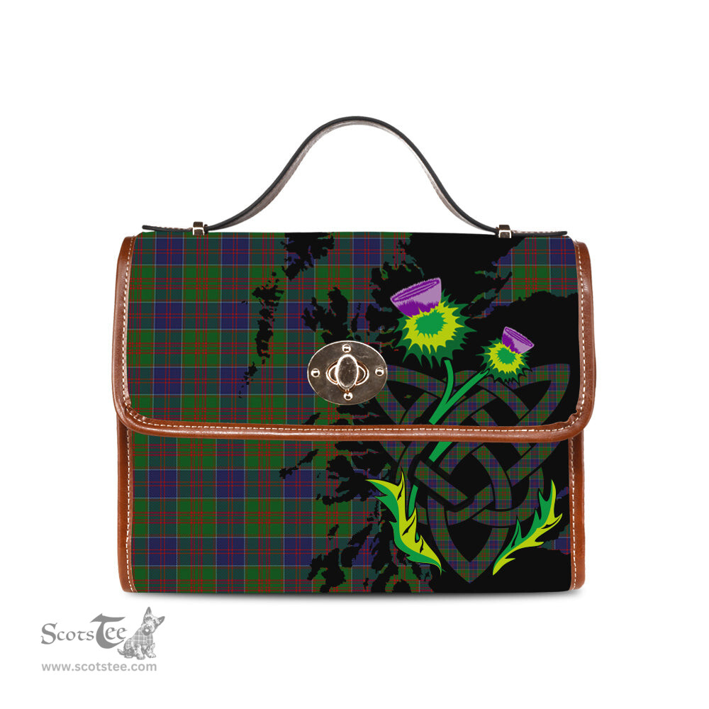 ScotsTee Shop Scottish Stewart of Appin Hunting Clan Tartan Canvas Bag Celtic Knot and Thistle with Scotland Map Bag