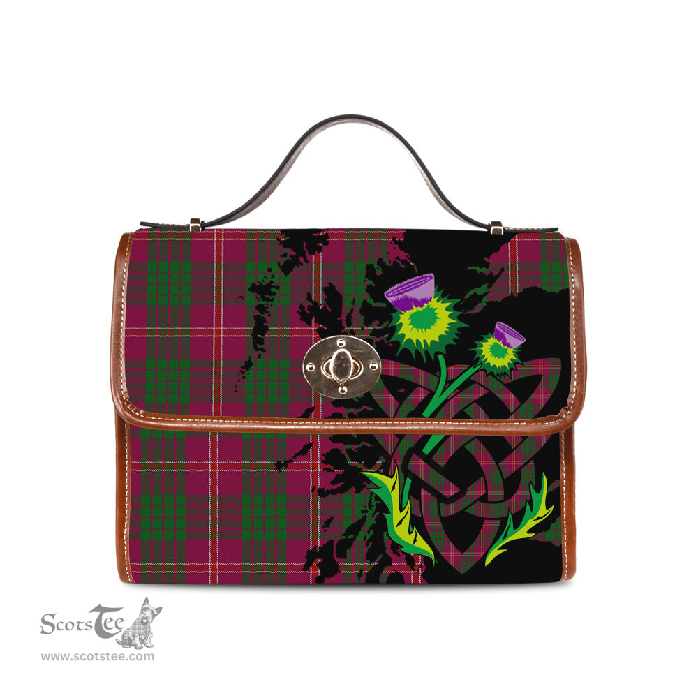 ScotsTee Shop Scottish Wasko Clan Tartan Canvas Bag Celtic Knot and Thistle with Scotland Map Bag
