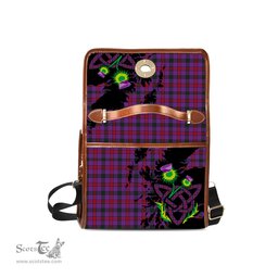 ScotsTee Shop Scottish Montgomery Modern Clan Tartan Canvas Bag Celtic Knot and Thistle with Scotland Map Bag