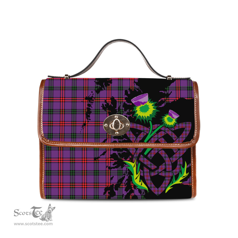 ScotsTee Shop Scottish Montgomery Modern Clan Tartan Canvas Bag Celtic Knot and Thistle with Scotland Map Bag