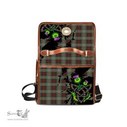 ScotsTee Shop Scottish Scott Brown Ancient Clan Tartan Canvas Bag Celtic Knot and Thistle with Scotland Map Bag