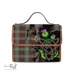 ScotsTee Shop Scottish Scott Brown Ancient Clan Tartan Canvas Bag Celtic Knot and Thistle with Scotland Map Bag