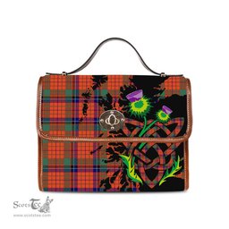 ScotsTee Shop Scottish Nicolson Ancient Clan Tartan Canvas Bag Celtic Knot and Thistle with Scotland Map Bag