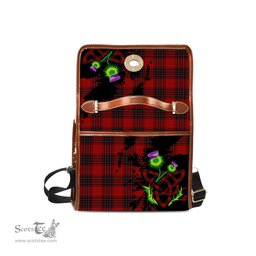 ScotsTee Shop Scottish Wemyss Clan Tartan Canvas Bag Celtic Knot and Thistle with Scotland Map Bag