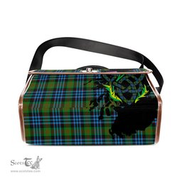 ScotsTee Shop Scottish Newlands of Lauriston Clan Tartan Canvas Bag Celtic Knot and Thistle with Scotland Map Bag
