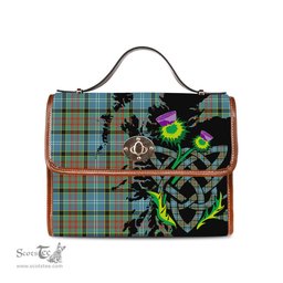 ScotsTee Shop Scottish Paisley Clan Tartan Canvas Bag Celtic Knot and Thistle with Scotland Map Bag