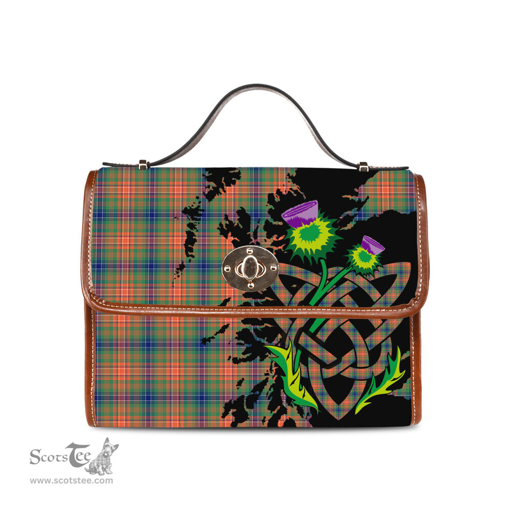 ScotsTee Shop Scottish Wilson Ancient Clan Tartan Canvas Bag Celtic Knot and Thistle with Scotland Map Bag