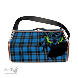 ScotsTee Shop Scottish Ramsay Blue Ancient Clan Tartan Canvas Bag Celtic Knot and Thistle with Scotland Map Bag