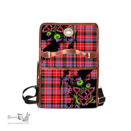 ScotsTee Shop Scottish Straiton Clan Tartan Canvas Bag Celtic Knot and Thistle with Scotland Map Bag