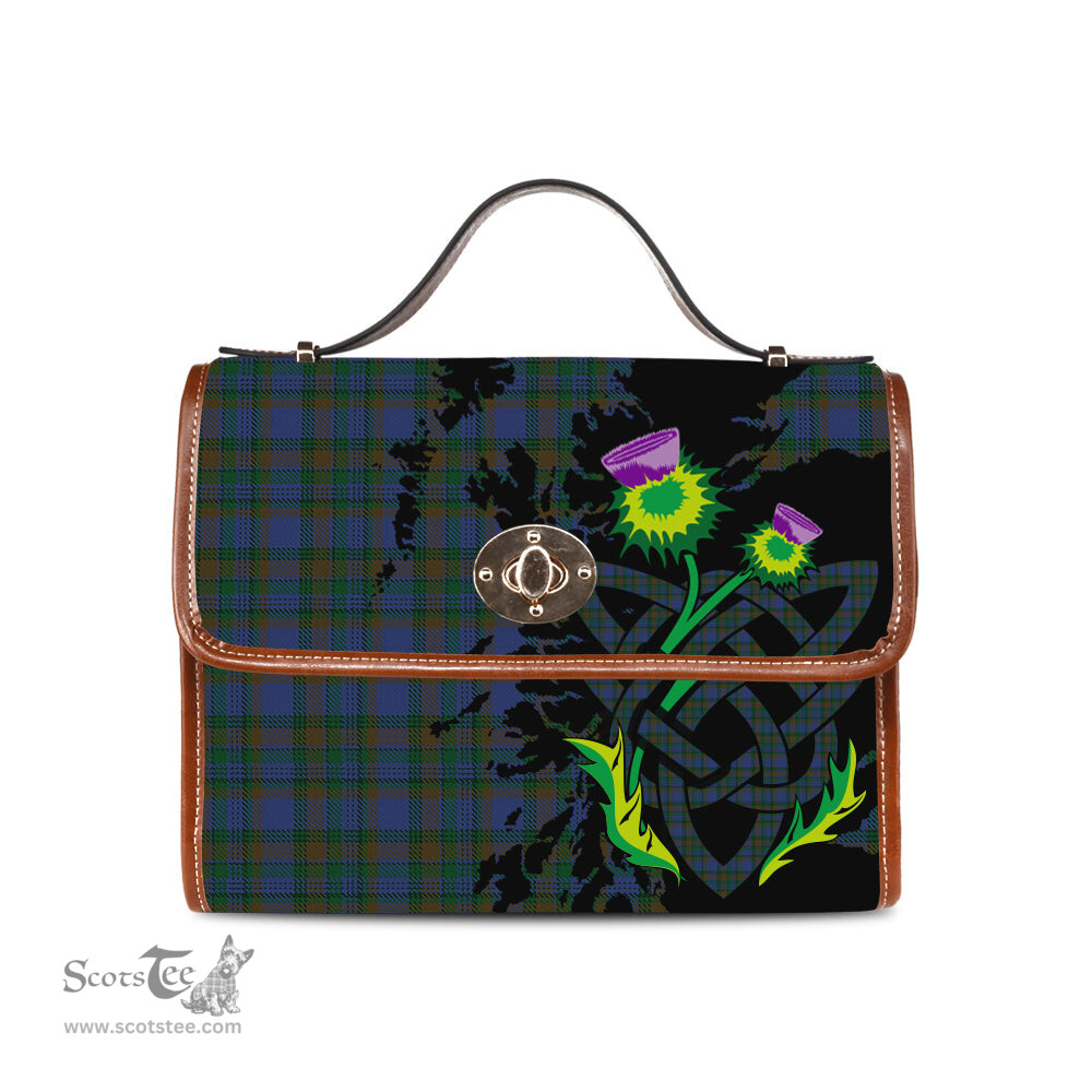 ScotsTee Shop Scottish Nova Scotia District Clan Tartan Canvas Bag Celtic Knot and Thistle with Scotland Map Bag