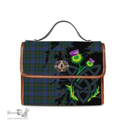 ScotsTee Shop Scottish Nova Scotia District Clan Tartan Canvas Bag Celtic Knot and Thistle with Scotland Map Bag