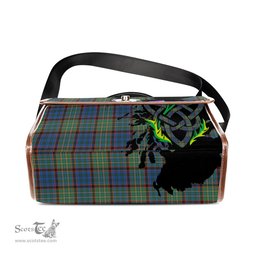 ScotsTee Shop Scottish Nicolson Hunting Ancient Clan Tartan Canvas Bag Celtic Knot and Thistle with Scotland Map Bag
